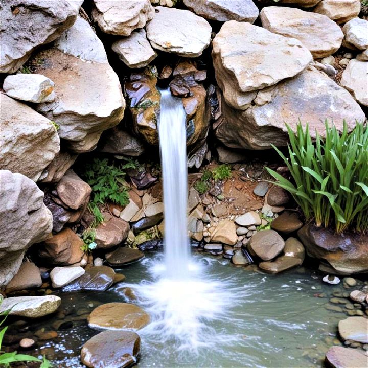 hidden waterfall feature for backyard
