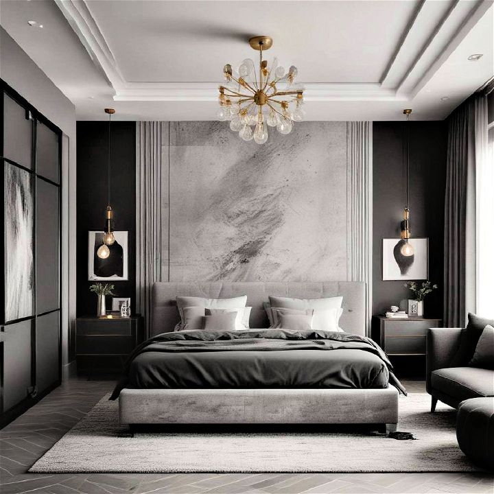 high contrast harmony black and grey bedroom
