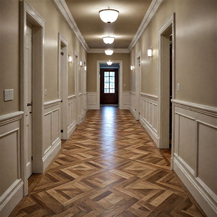 highlight the flooring for narrow hallway