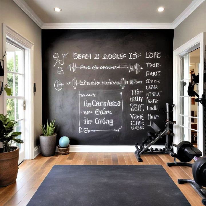 home gym chalkboard wall
