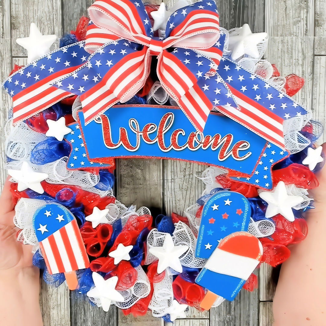 homemade wreath for the 4th of july