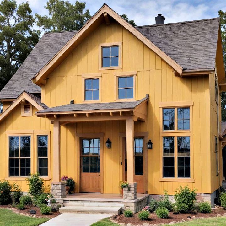 honey yellow with board and batten siding