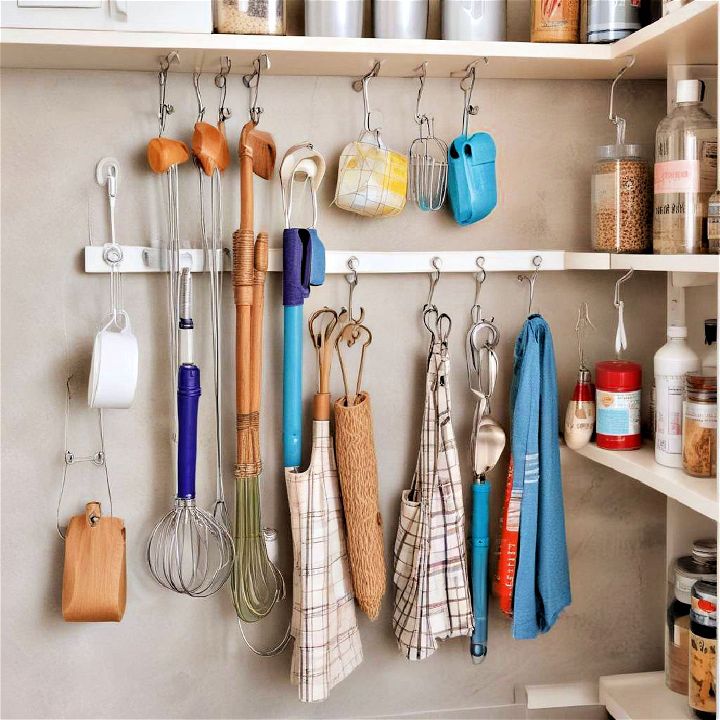 hooks and hangers pantry wall