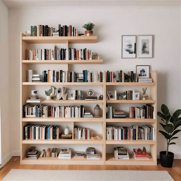horizontal stacking bookshelf organization
