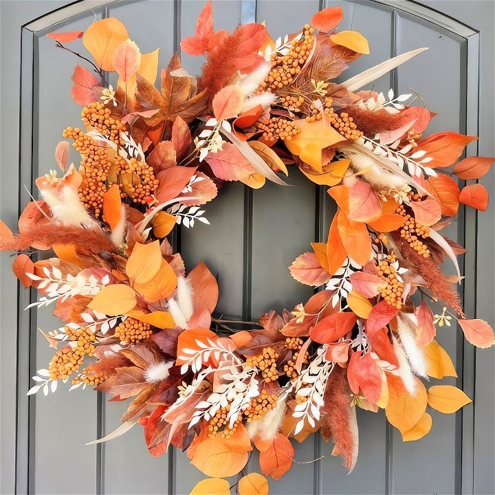 how to make a fall wreath with bright fall foliage
