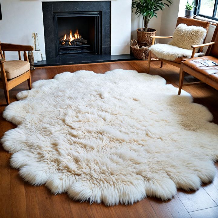 luxurious sheepskin rug living room