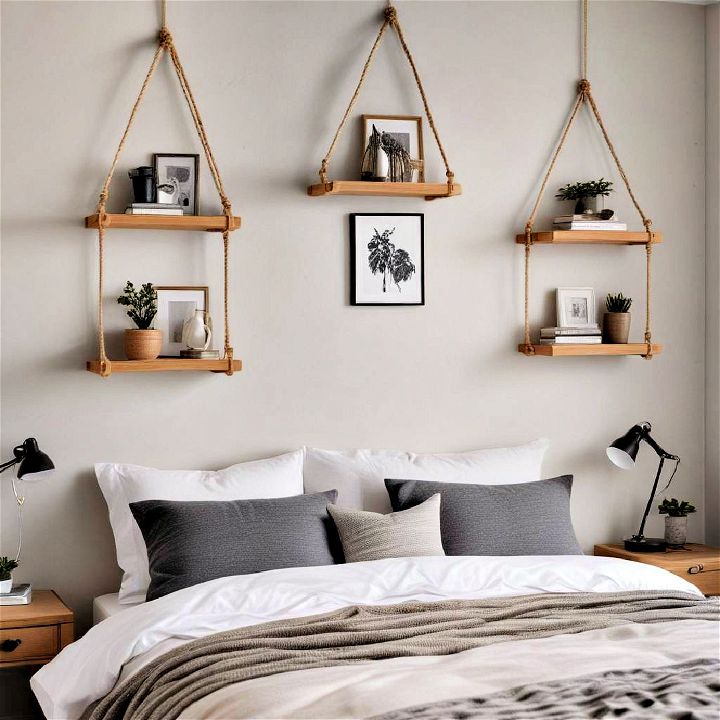 hanging shelves to showcase lightweight items