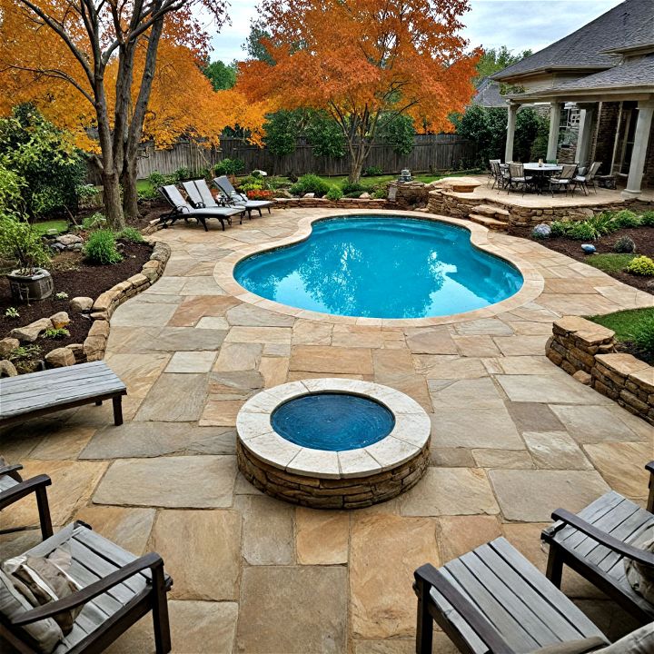 luxury and elegance natural stone pool patio