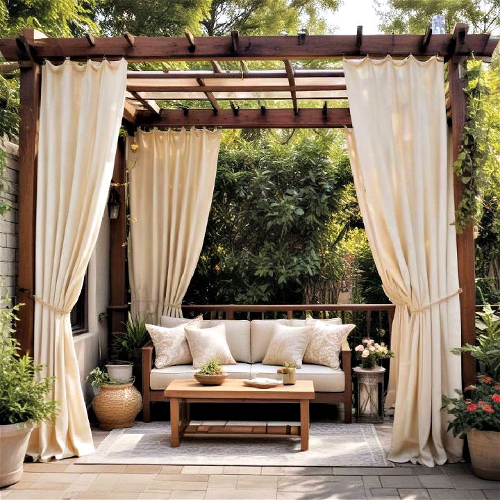pergola with cozy outdoor curtains