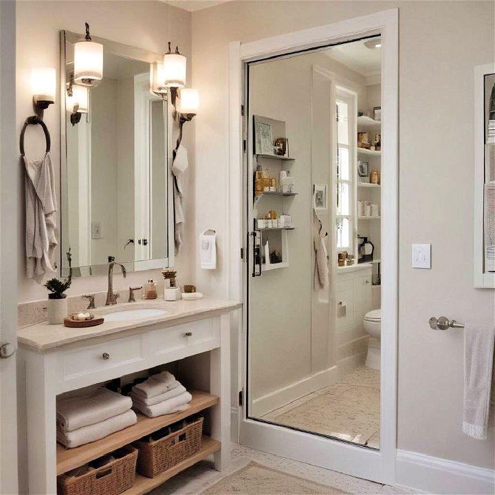 mirrored bathroom door