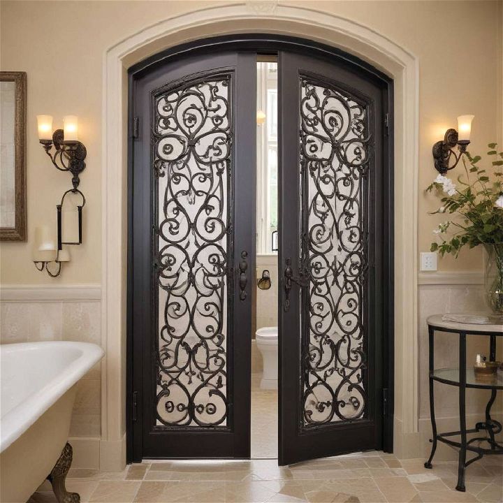 elegance wrought iron door for bathroom