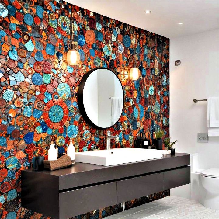 deep colored mosaics accent wall