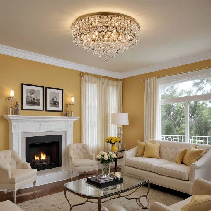 elegance crystal flush mounts for living room ceiling