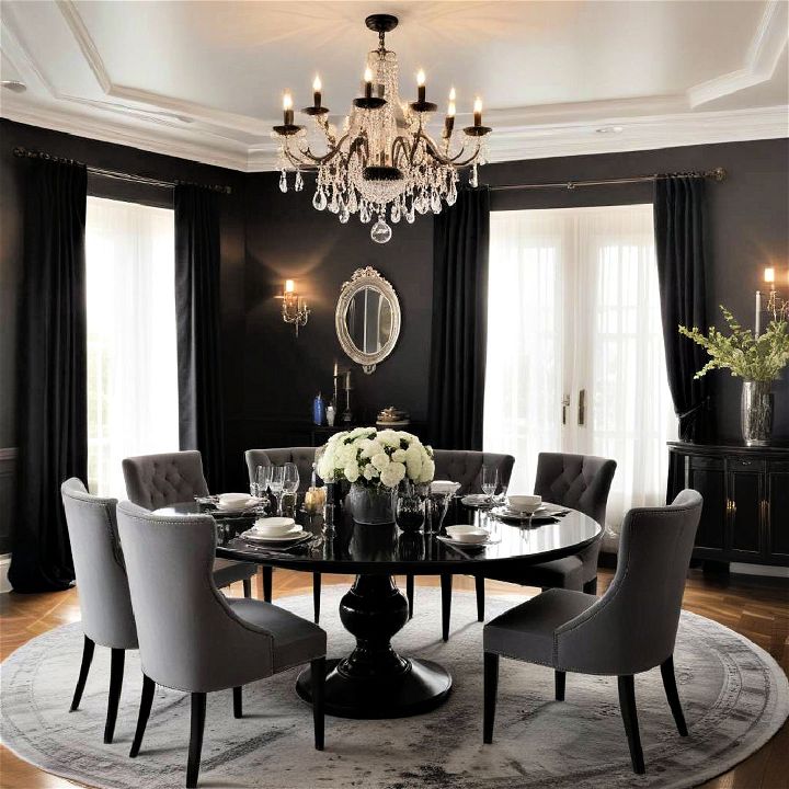 classic and elegant black dining room