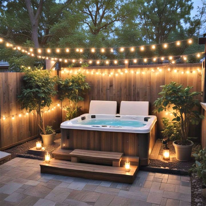backyard lighting for hot tub privacy
