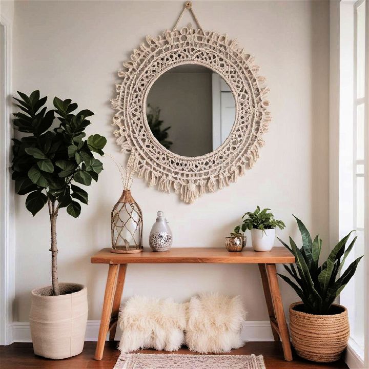 macrame mirror hand knotted design