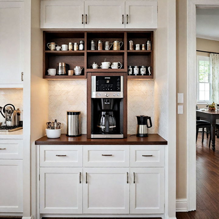 luxury kitchen built in coffee station