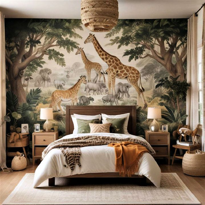 cozy animal and safari themed bedroom