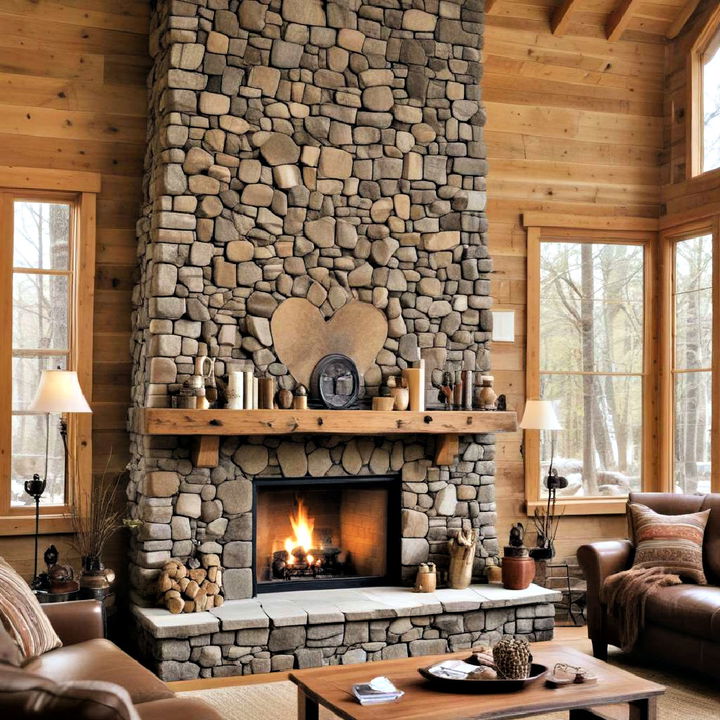 modern stone fireplace