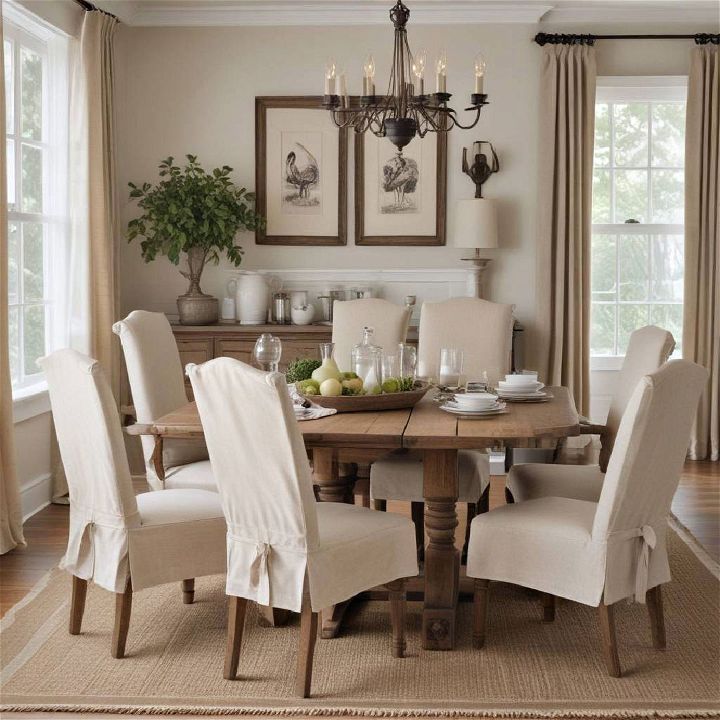 simple slipcovers on dining chairs