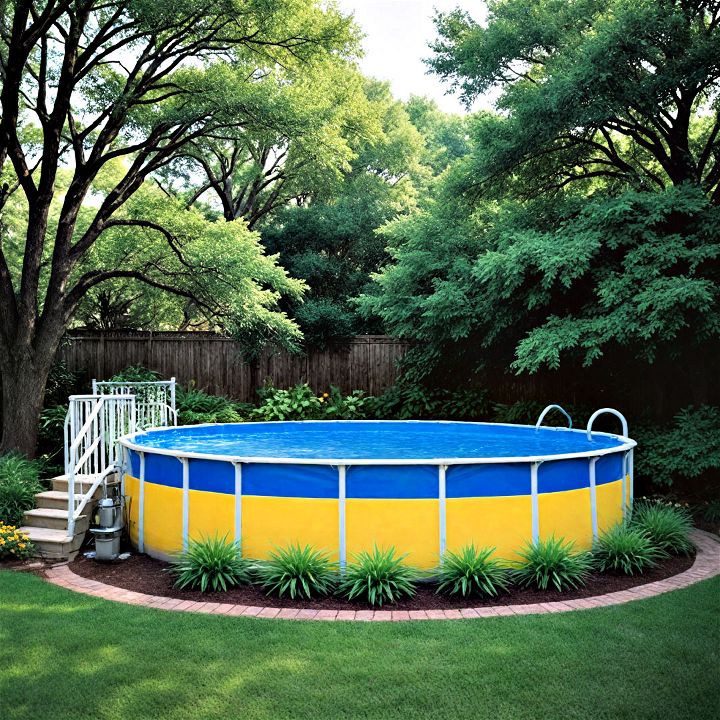 backyard painted above ground pool