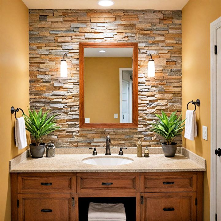 natural stone bathroom backsplash