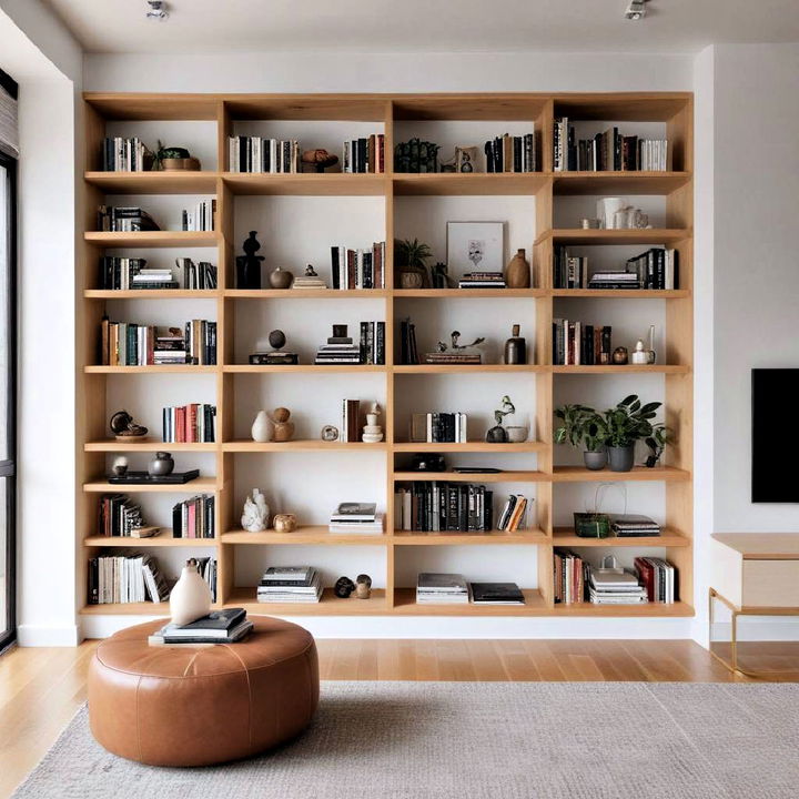 in built shelving japandi design