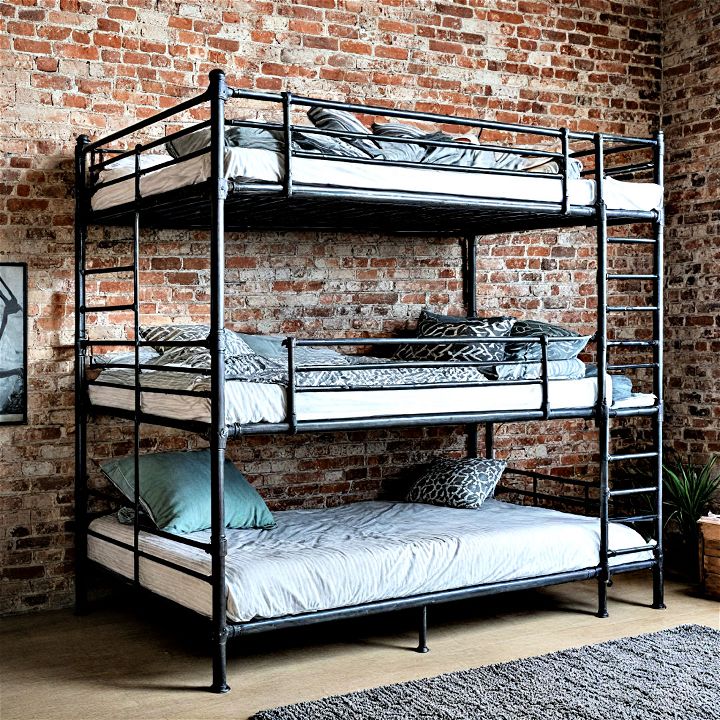 industrial chic with pipe frame bunk beds