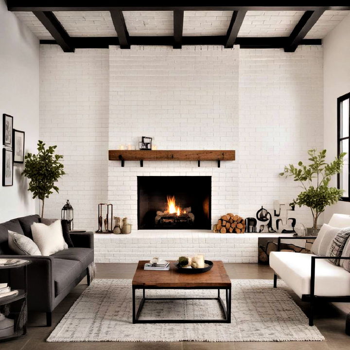 industrial edge brick fireplace design