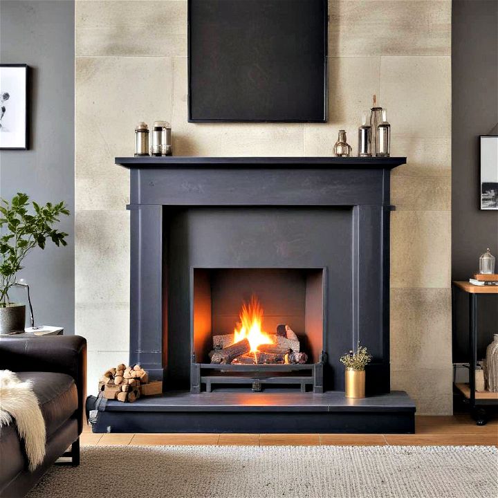 industrial style black fireplace