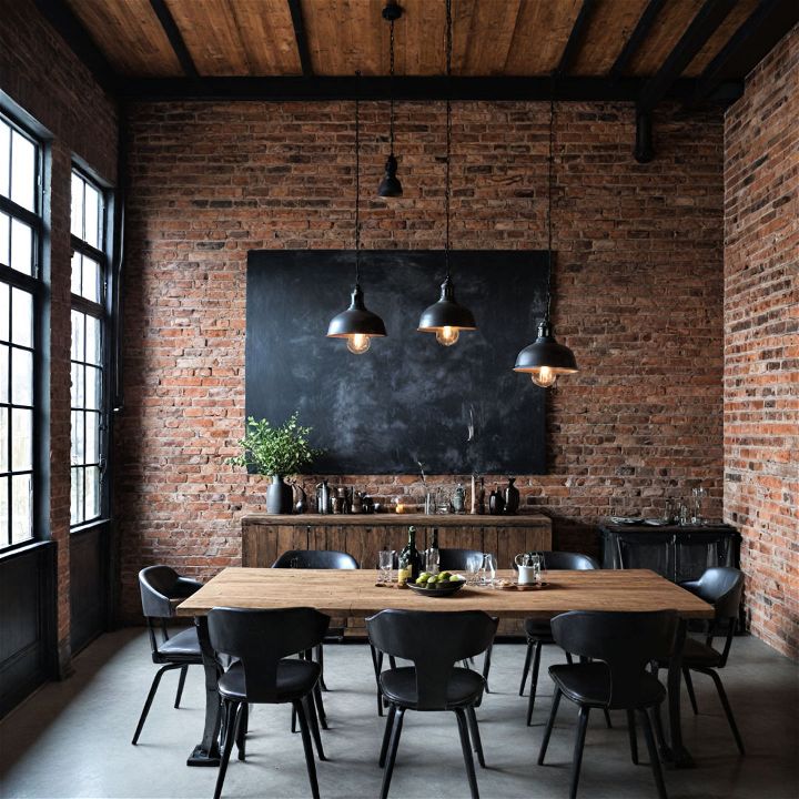 industrial style chic black dining room