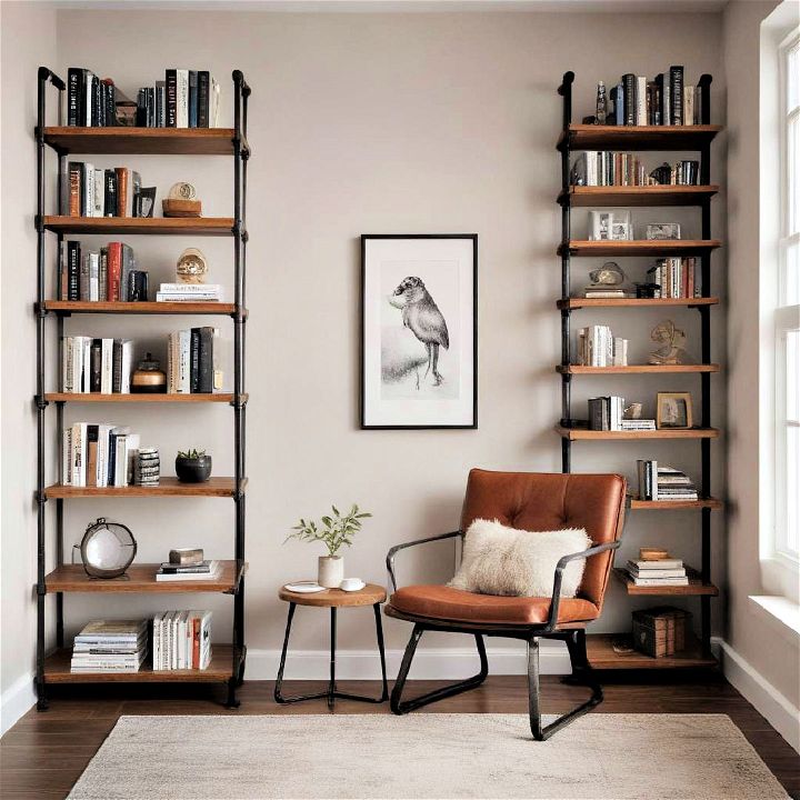industrial themed reading nook