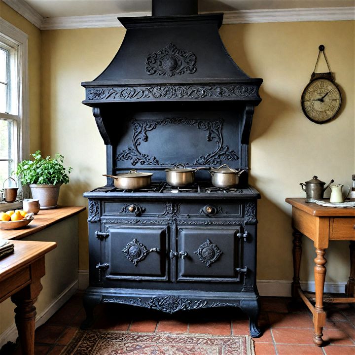 iron stove to exude an old world charm