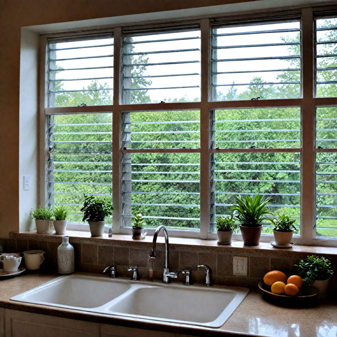 jalousie windows for a distinct kitchen space