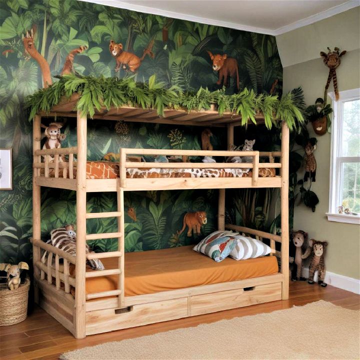 jungle themed bunks bed