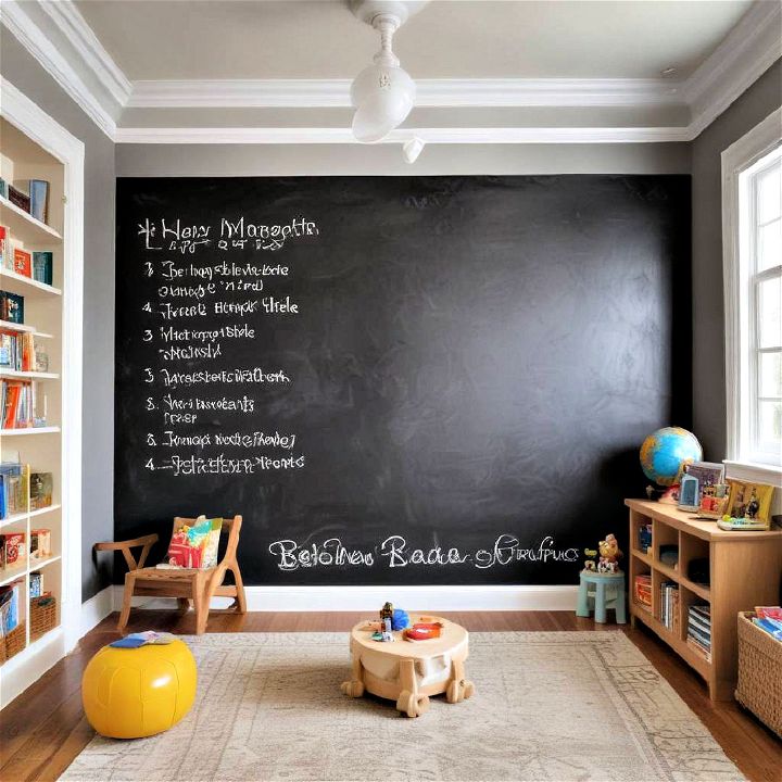 kids’ playroom chalkboard wall