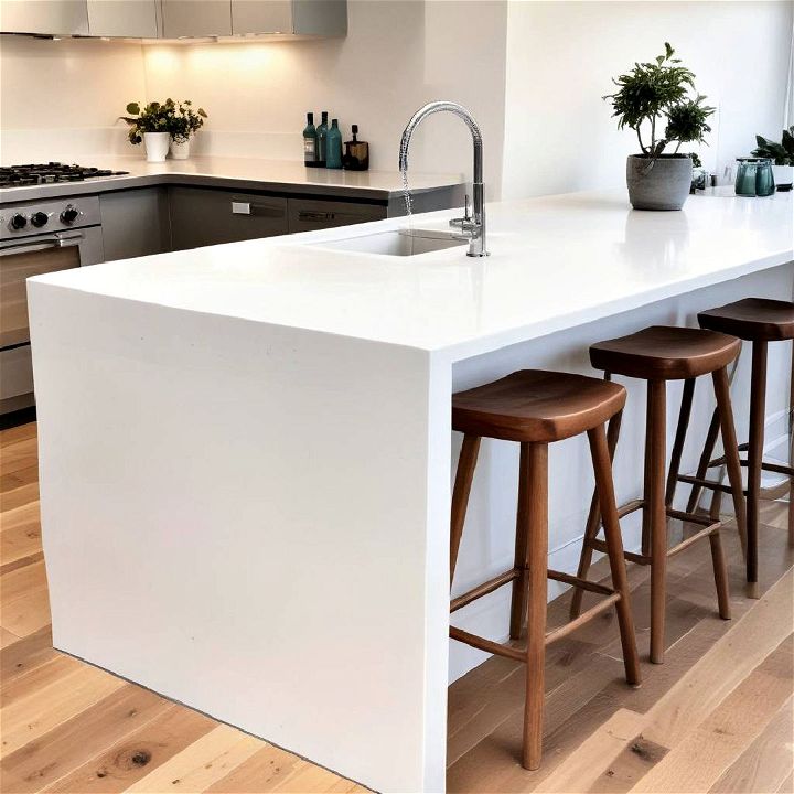 kitchen breakfast bar with integrated sink