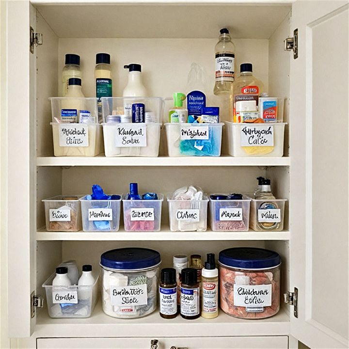 labeling for bathroom cabinet organizing