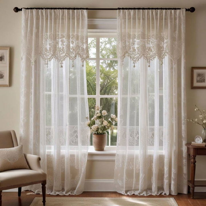 lace curtains for country bedroom