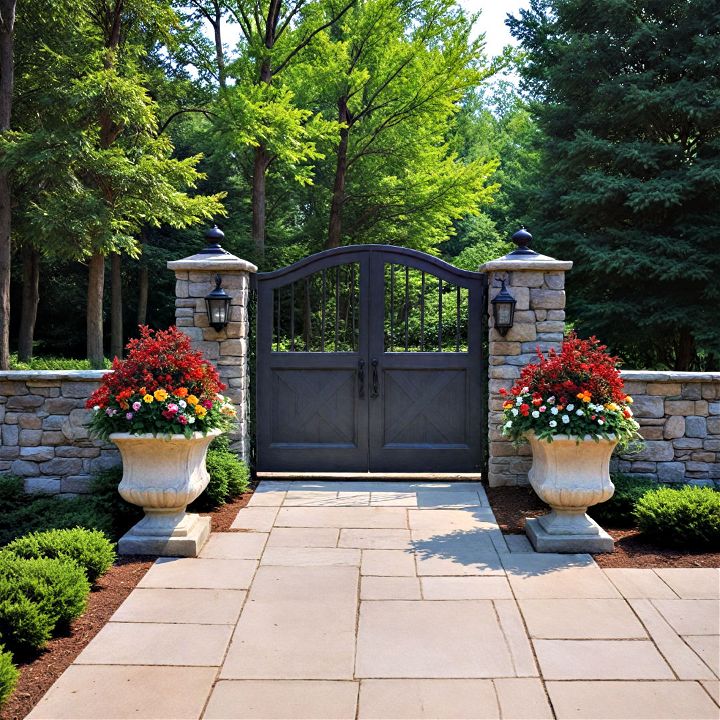 large stone planters for entrance