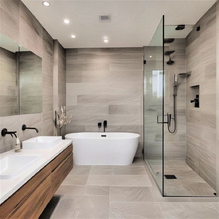large tiles for minimalist bathroom