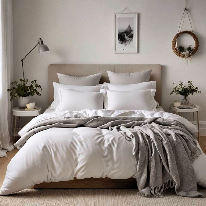 layered bedding scandinavian bedroom