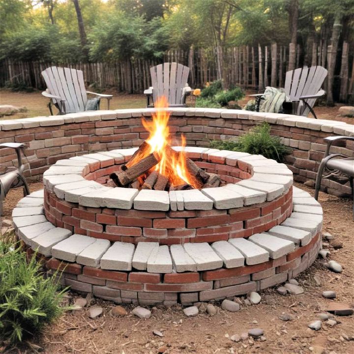 layered brick fire pit design