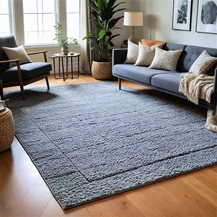 layered rug in a gray living room
