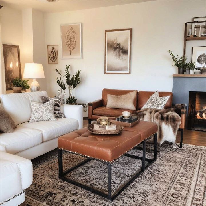 leather accents beige living room