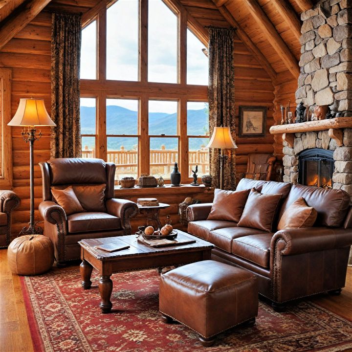 leather accents for your log cabin