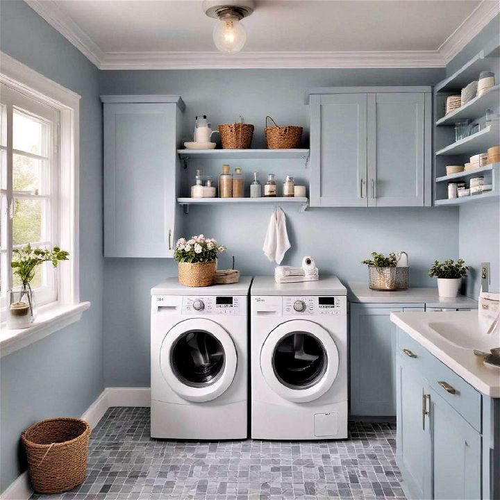 light blue gray for a tranquil laundry space