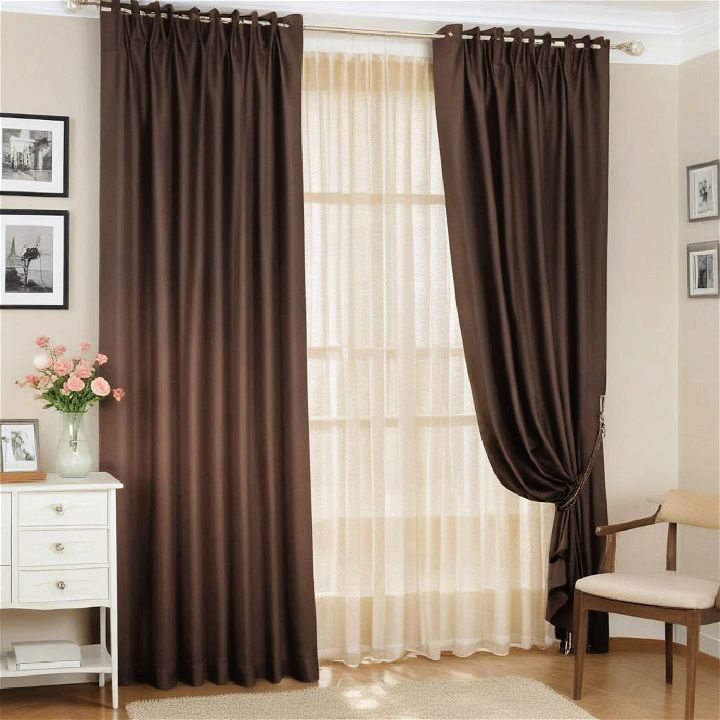 living room brown curtains