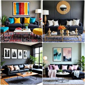living room ideas with black couches