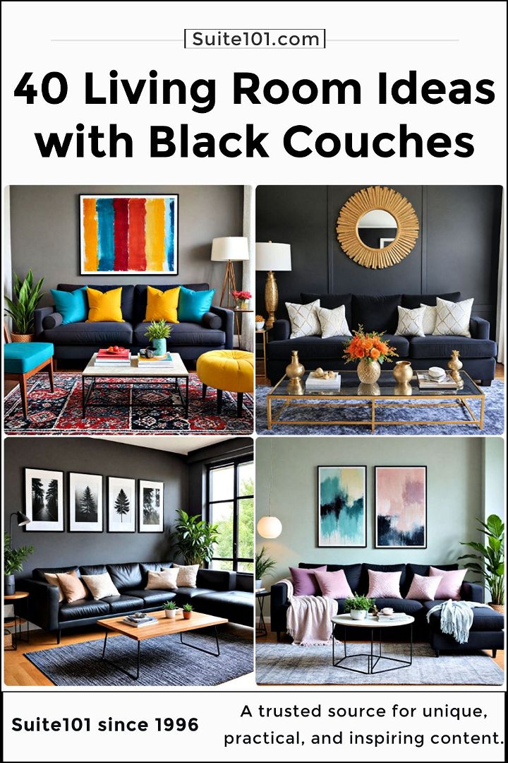 living room ideas with black couches to try